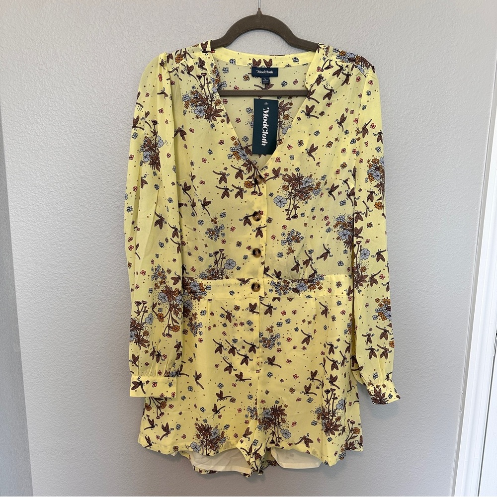 Modcloth Butter Yellow Floral Romper